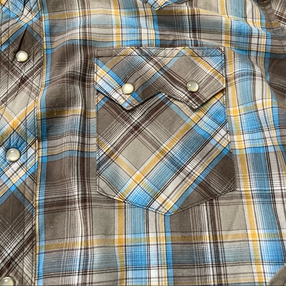 Vtg Wrangler Western Pearl Snap Blue Plaid Shirt Mens Size XL Sawtooth Pockets - Picture 5 of 7